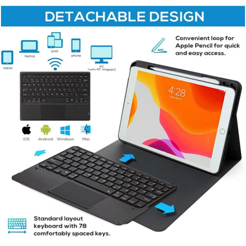 Capa com teclado, touchpad e suporte para iPad Mini. 1
