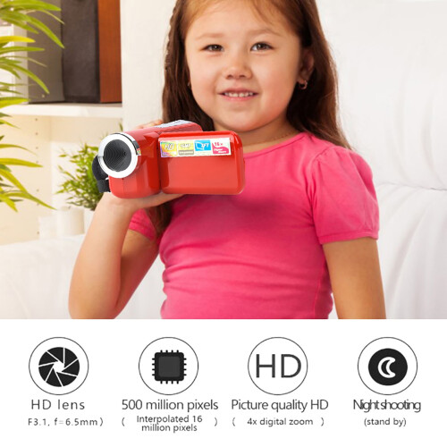 Câmera de vídeo digital HD infantil com tela TFT de 2 polegadas 1