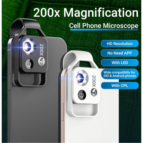 Φακός μικροσκοπίου τηλεφώνου Nanozoom200x με LED 1