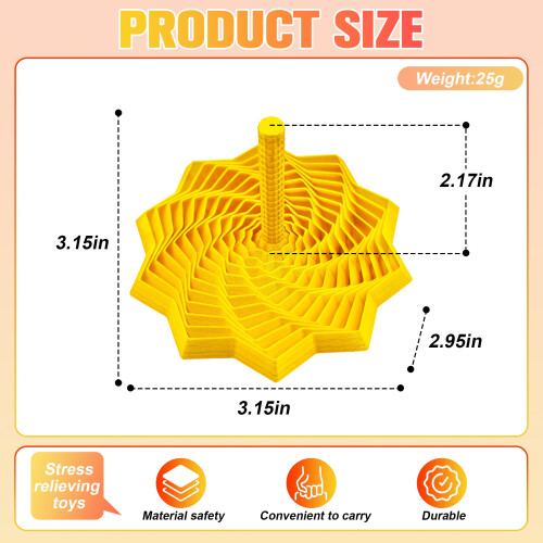 Gullfarget mini sensorisk fidgetstjerne – 3D-printet, 887,5 cm 1