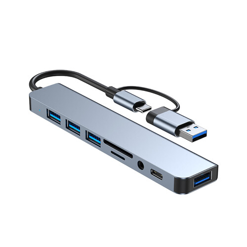 Hub USB-C 8 em 1 com PD de 100 W, HDMI 4K e Ethernet 1