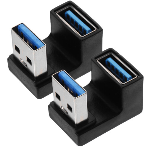 USB-A rätvinklig adapter 90, 10 Gbps, 2-pack 2