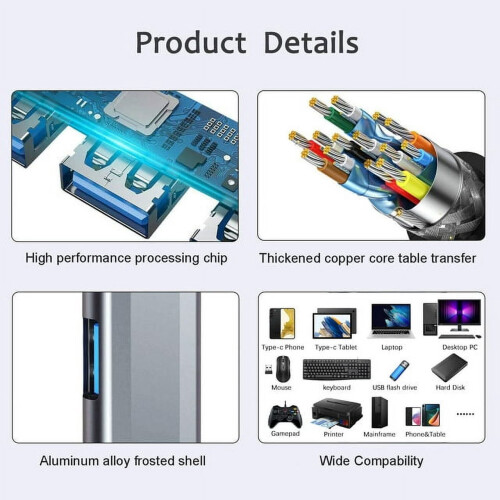 USB 3.0-hub met 4 poorten, slanke aluminium mini-versie 1