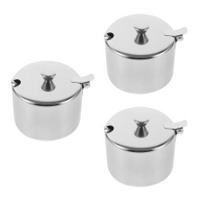 6Sets Stainless Steel Sugar Canister and Salt Box with Spoon