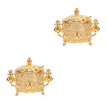 2Sets Dekorative Zuckerboxen Aus Metall Und in Gold Für Esszimmer