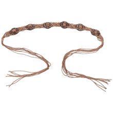 Rustic Boho Coconut Shell Waist Rope Brown Woven Dress Belt