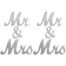 2Sets Silver Mr & Mrs Wooden Decoration for Wedding Table and Home