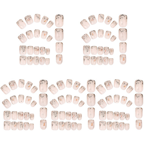 5Sets Assorted Color Fake Nails Kit Wearable Manicure False Nail Tips