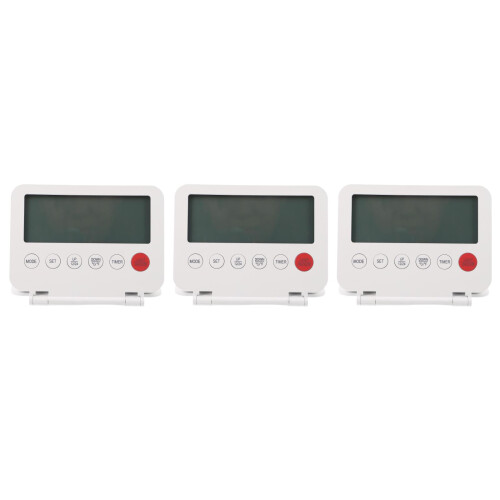 3Pcs Compact White Plastic Digital Alarm Clock for Home and Travel