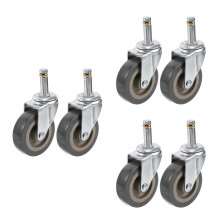 6Pcs Black Rubber Iron Shopping Cart Wheels Replacement Kit for Repair