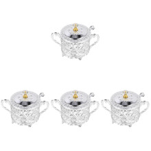 4Pcs Glass Seasoning Jars with Silver Iron Lid for Kitchen Use