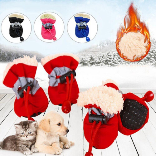 Dog Winter Plush Boots Anti-skid Soft Sole4pcs 2
