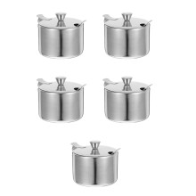 5Sets Würzglas Set Silber Mit Deckel Löffel Für Salz