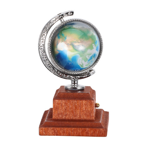 Mini Globe Terre Argent 1:12 Accessoire Décor Maison