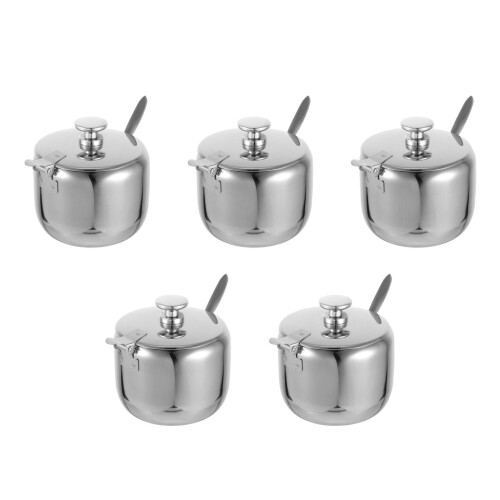 5Pcs Stainless Steel Sugar Canisters for Spice Storage 2