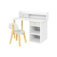 Table d'étude pour enfants en deux pièces avec hutch, ensemble bureau et chaise pour enfants avec rangement, tiroir, étagères, vert