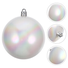 Schimmernde Weihnachtskugeln, weißer Kunststoff, 6er-Pack