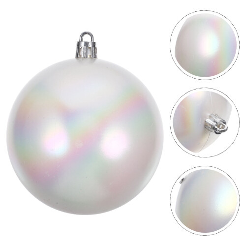 Schimmernde Weihnachtskugeln, weißer Kunststoff, 6er-Pack