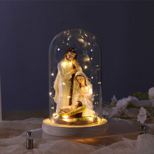 LED-kerststaldecoratie, met paardenbak, 7,7 x 4,7 inch