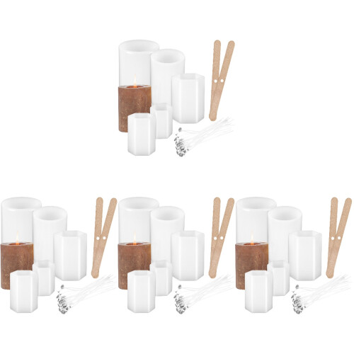 4Ensembles Moules Silicone Pour Bougies DIY Avec Mèches Supports