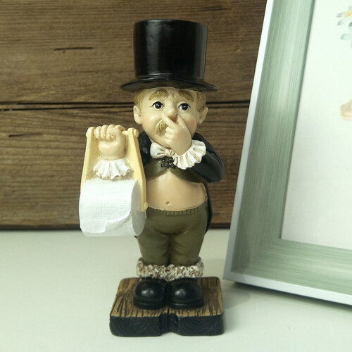 Toiletpapierhouder van hars in de vorm van een heer 2