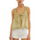 Womens Sleeveless Tie Front Tank Top Lace Trim Button-Black M 7