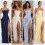 Strapless Bridesmaid Dresses Elegant Ruffle Slit-light yellow L 4