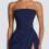 Strapless Bridesmaid Dresses Elegant Ruffle Slit-light yellow L 5