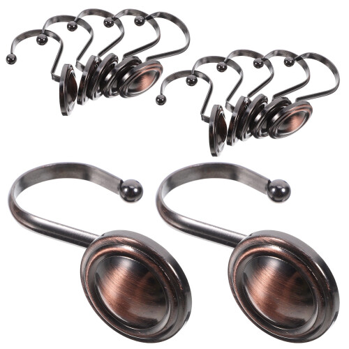 Vintage Iron Shower Curtain Hooks Dark Brown12-Pack