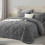 Queen 7-Piece Microfibre Comforter Set Dark Grey 1