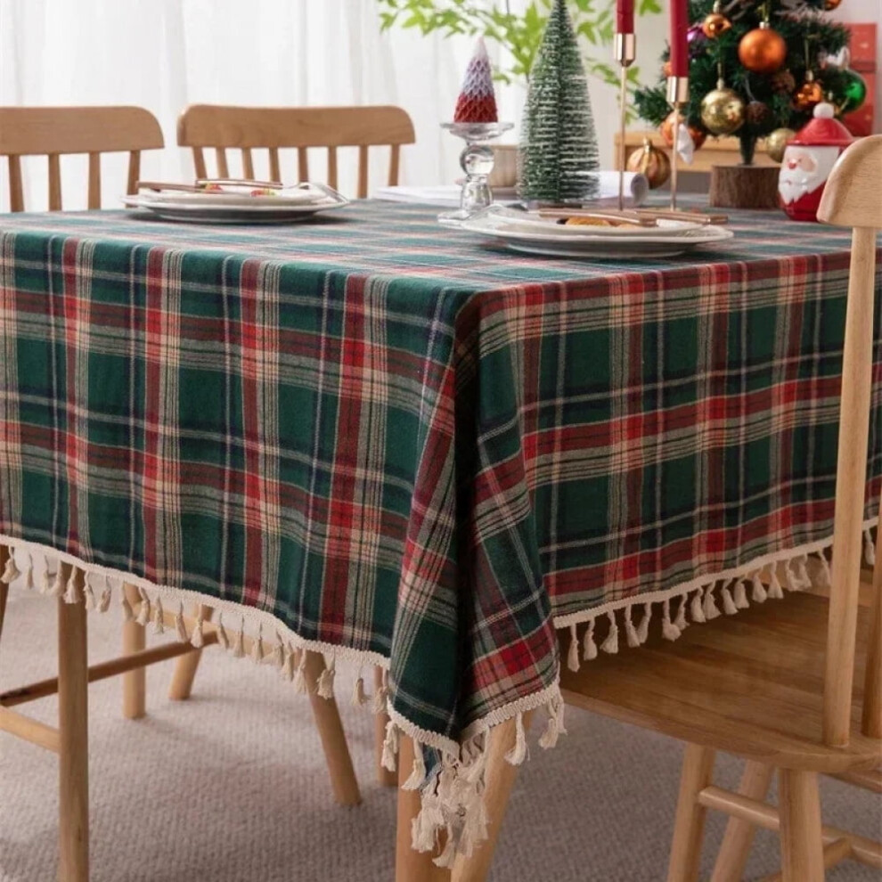 Plaid Polyester Tablecloth Rectangular Reusable