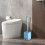 Ensemble brosse de toilette avec base murale en plastique bleu 1