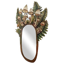 Wooden Mushroom Handheld Mirror Retro Wall Decor