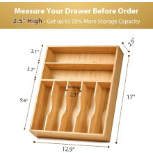 Küchenschubladen-Organizer aus Bambus, 33 cm, 7 Fächer