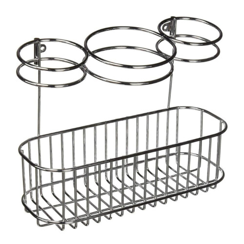 Wandgemonteerde stalen organizer voor haarstylingtools
