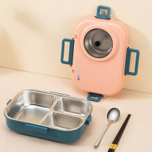 Contenitore bento in acciaio inox da 1100 ml con 3 scomparti, colore rosa