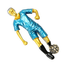 Unique Football Athlete Enamel Brooch Alloy Pin-Blue