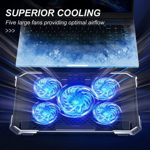 Base di raffreddamento per laptop con 5 ventole e supporto regolabile 1