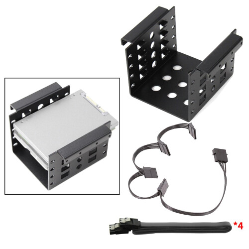 Adaptador de suporte para HDD de 2,5 polegadas para 3,5 polegadas, 4 baias, alumínio 2