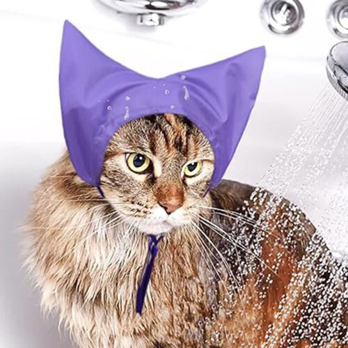 Waterdichte kattenbadmuts – Verstelbare polyester douchemuts 2