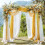 Vitt & champagnefärgat draperityg för bröllopsbåge, 2 st 3