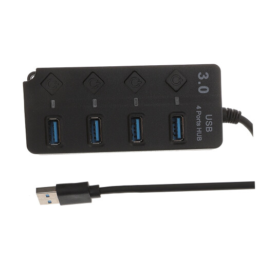 Προσαρμογέας OUNONA USB3.0Hub – Επιτραπέζιος διανομέας 4 θυρών από μαύρο ABS 2