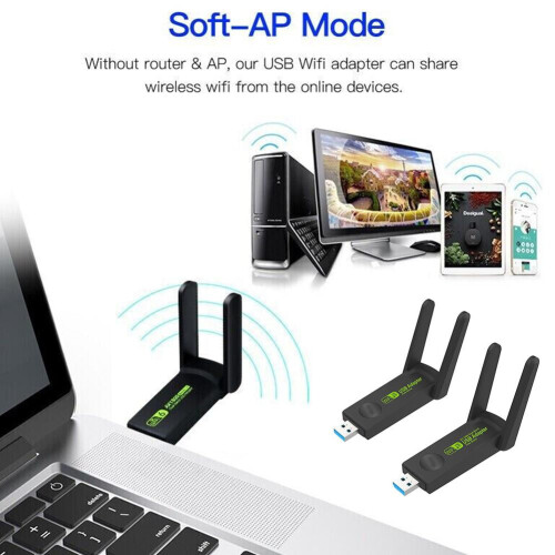 Προσαρμογέας USB3.0 Wi-Fi διπλής ζώνης 2.4GHz και 5GHz 1300Mbps 1