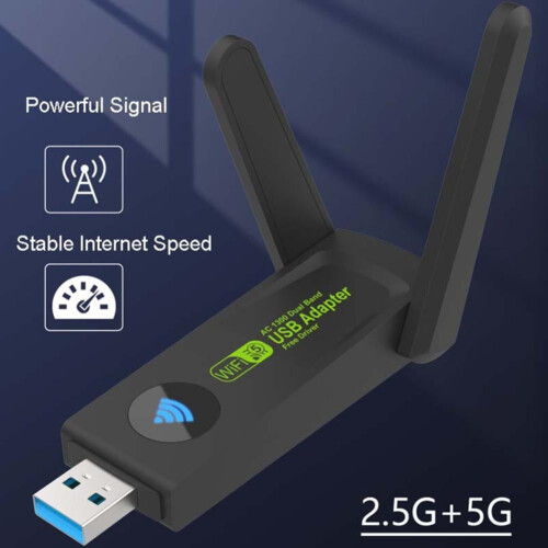 Προσαρμογέας USB3.0 Wi-Fi διπλής ζώνης 2.4GHz και 5GHz 1300Mbps 2