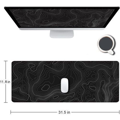 Stor topografisk musematte, svart, 31,5 x 11,8 tommer 1