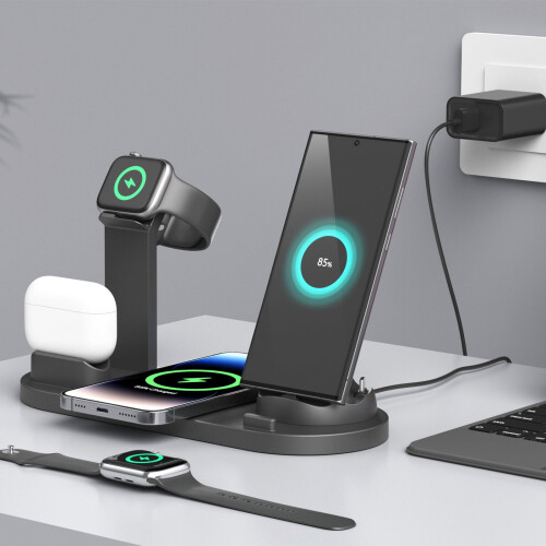 Stație de încărcare wireless 4 în 1 pentru iPhone, Android, 1