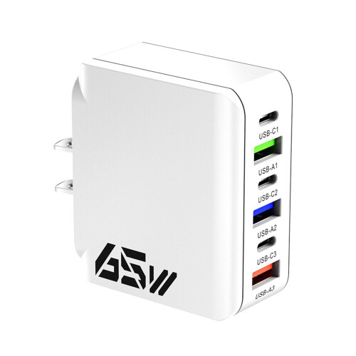 Γρήγορος φορτιστής USB 65W 6 θυρών, συμπαγής προσαρμογέας ταξιδιού 1