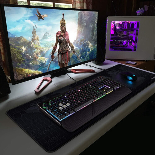 Tappetino per mouse da gioco con mappa del mondo e base antiscivolo, 90x40 cm 1