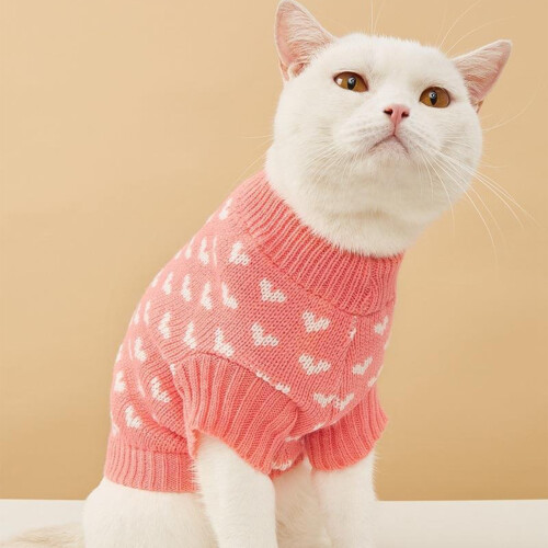 Valentinstag-Strickpullover für Haustiere – Roter Herzprint 1