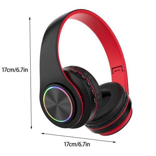 Ασύρματα ακουστικά Bluetooth Avtoify Over Ear με φως RGB και μικρόφωνο, πτυσσόμενα ακουστικά 2